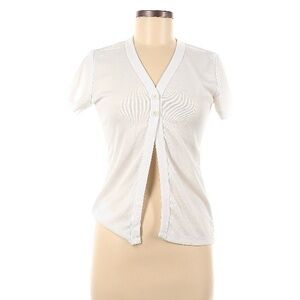 Classic White V-Neck Button-Up Cardigan